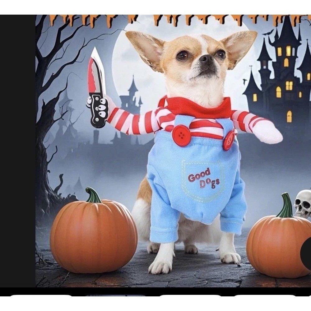 HAlloween Dog Outfit Size Small Chucky Dog Clothes Costume